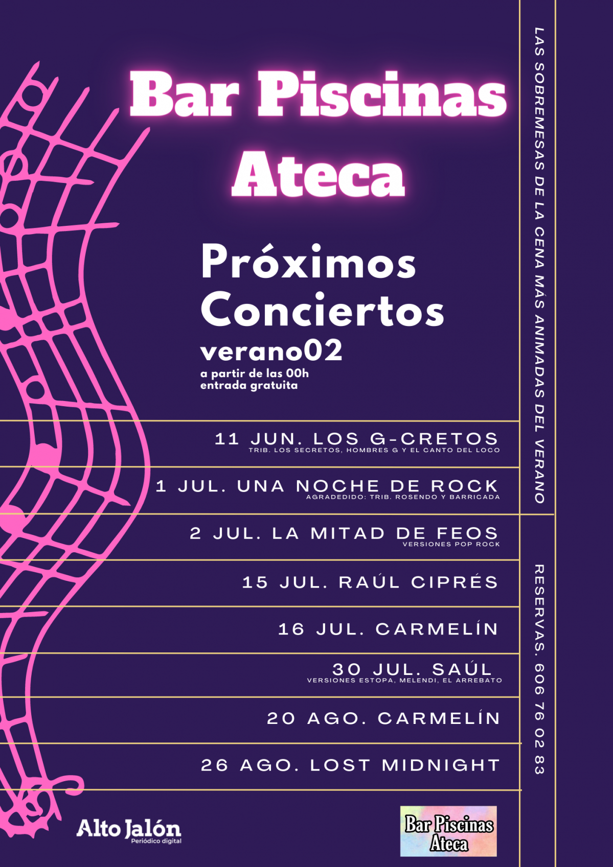 Flyer con fondo naranja e ilustraciu00f3n para promocionar conciertos durante Las Fallas. (2)
