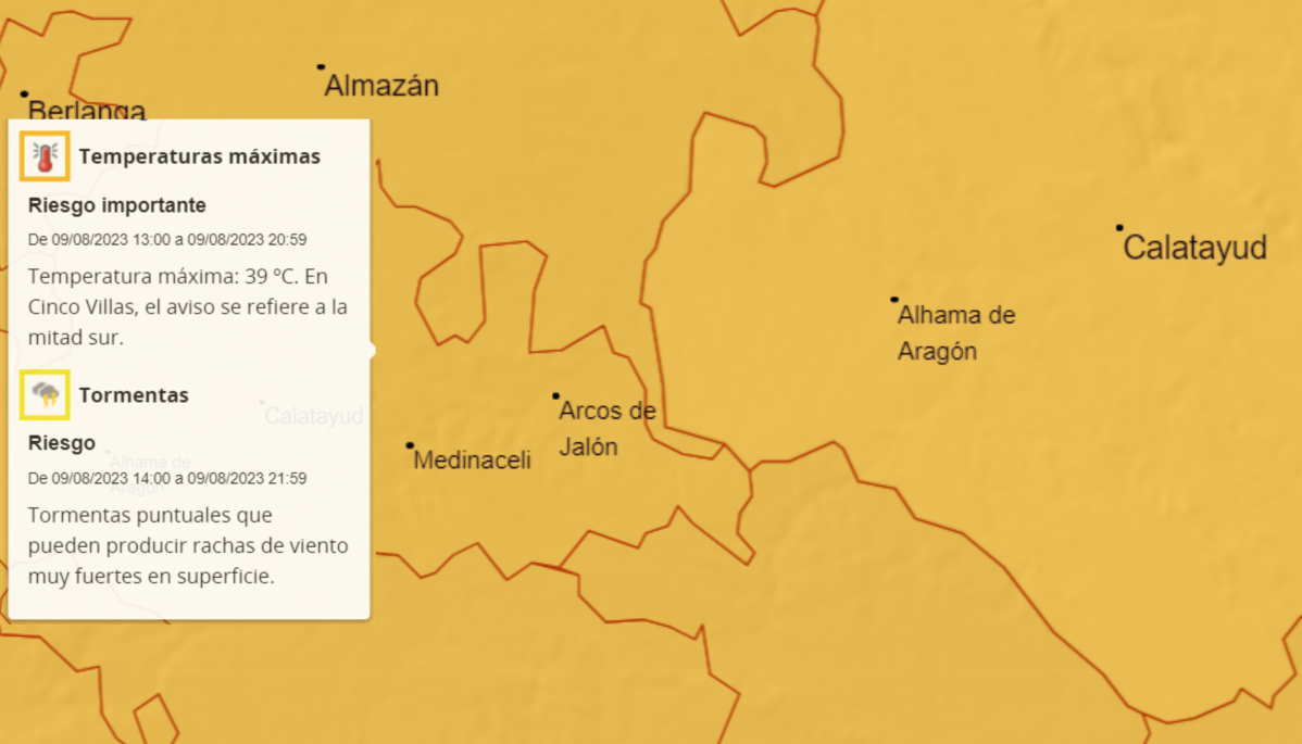 Avisos tiempo 9 agosto