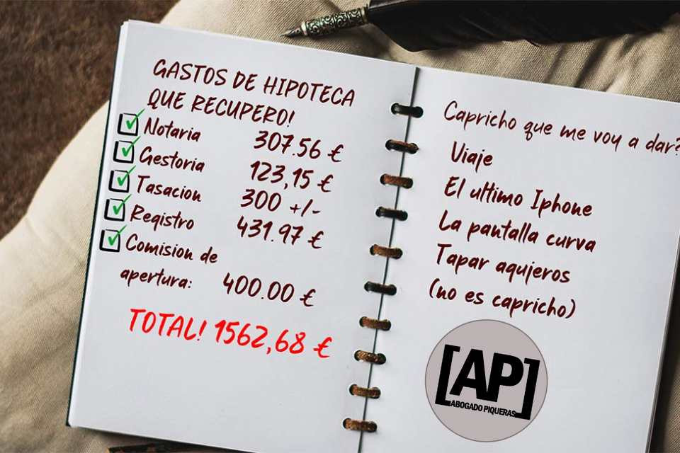 ABOGADO PIQUERAS RECUPERAR GASTOS HIPOTECARIOS