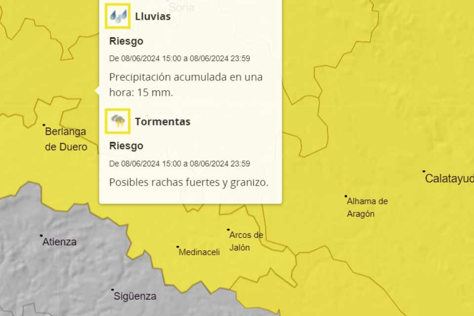 Aviso amarillo tormentaas