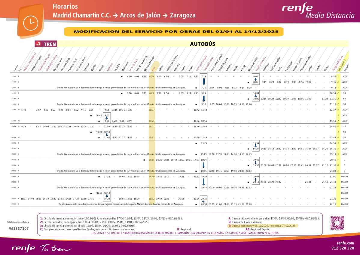 ARIZA HORARIO RENFE ZARAGOZA ARCOS MADRID DESDE 01 04 2025 page 0002