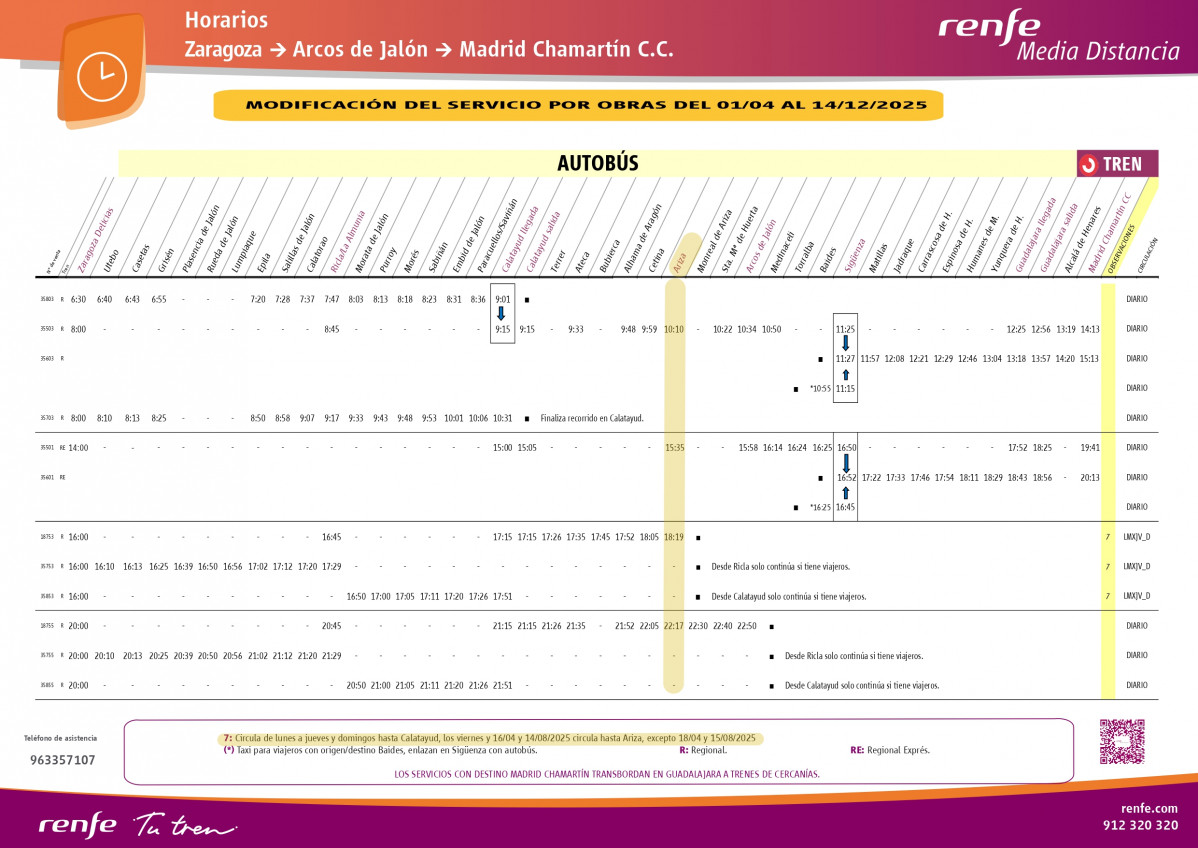 ARIZA HORARIO RENFE ZARAGOZA ARCOS MADRID DESDE 01 04 2025 page 0001